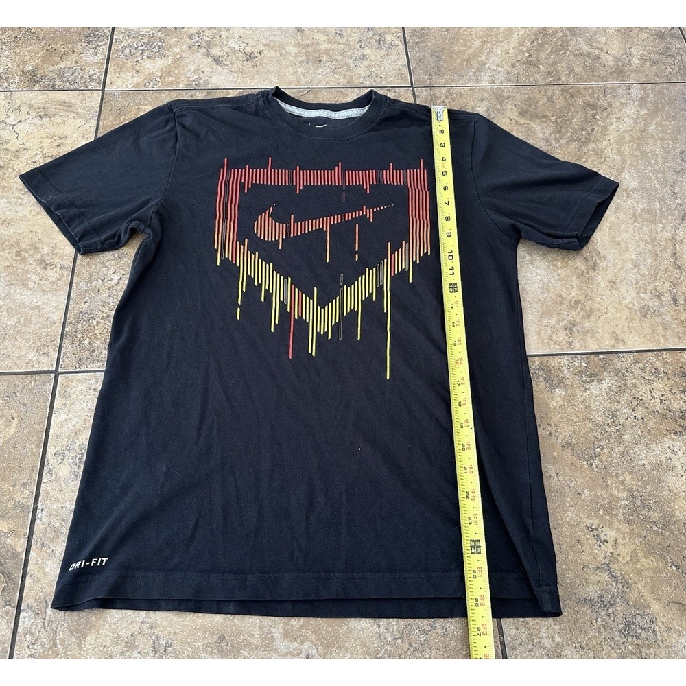 Nike Dri-Fit Mens  Black Graphic Print T-Shirt Dripping Swoosh Stripe Size M